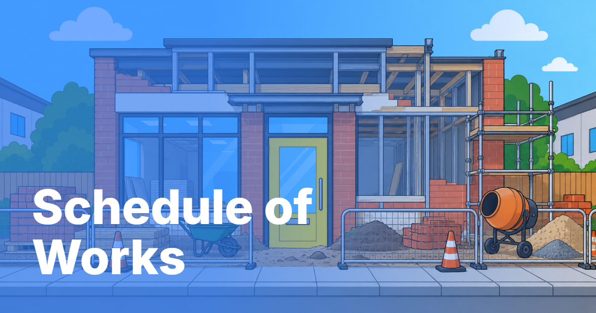 Schedule of works for a property renovation